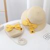 Sommer Baby Mädchen Strohhut und Umhängetasche 2er Set Eltern-Kind Breiter Rand Spitze Urlaubsstrand Sonnenhüte Outdoor Eimerhut
