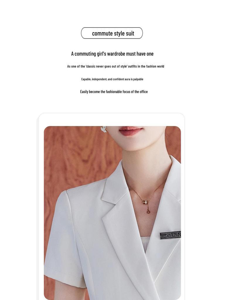 Women's Summer Short Sleeve Suit Set - Professional Skirt for Hotel Front Desk or Jewelry Store Workwear