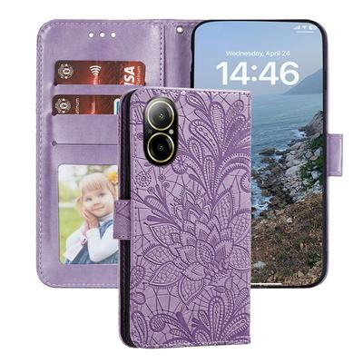 Pouzdro Knižní Pro Realme c75 C67 14T 14 Note 60 60x 50 C51 C53 C61 C63 C25Y 8 8i 12 11 Pro 10 Květinové Kožené Peněženkové Vyklápěcí Kryt Sloty na Karty dámská móda