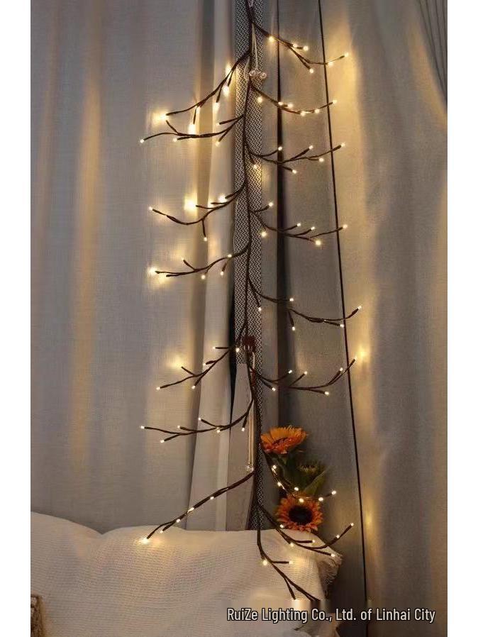 Светодиодная лампа-ветка из ротанга – Гибкая комнатная ночная лампа 1.6m 36 LEDs USB, Steady