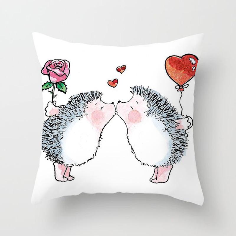 Animal Cushion Pillowcase Cartoon Couple Dog Office Pillowcase Car Cushion Waist Pillow