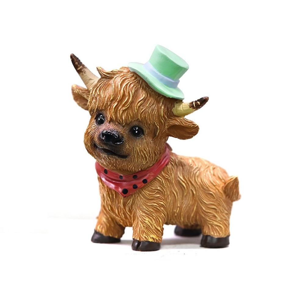 Cute Cow Statue Cartoon Miniatures Figurine Crafts Animal Sculpture  Cabinet