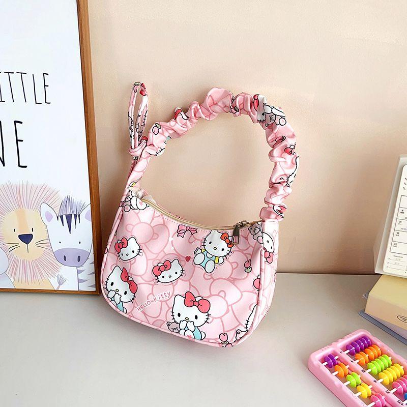 New Kitty crossbody bag Cartoon cat High-end women's underarm bag Versatile single shoulder printed bag Cartoon Girl Handbag