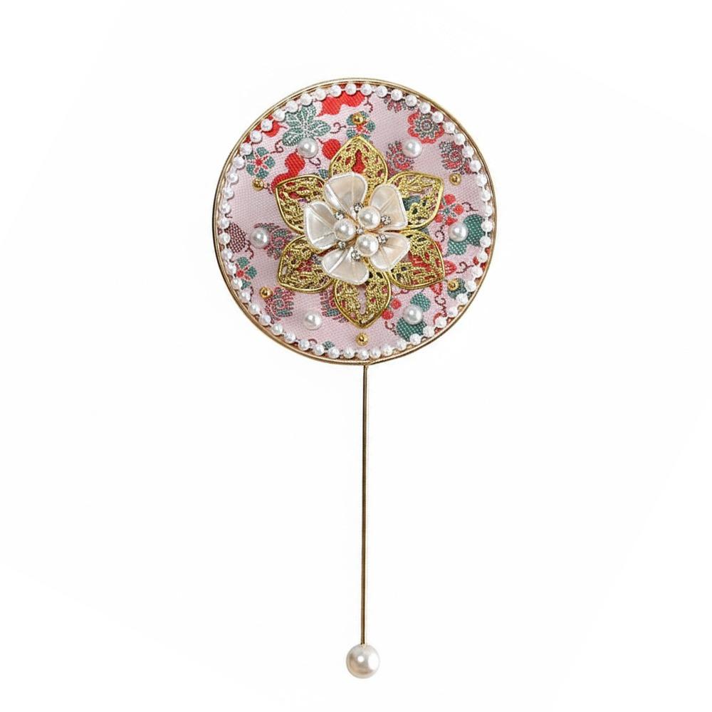 Multicolor DIY Chinese Fan Song Brocade DIY Accessories Mini Handhold Fan Photo Props with Mini Mirror Hand Made Makeup Mirror