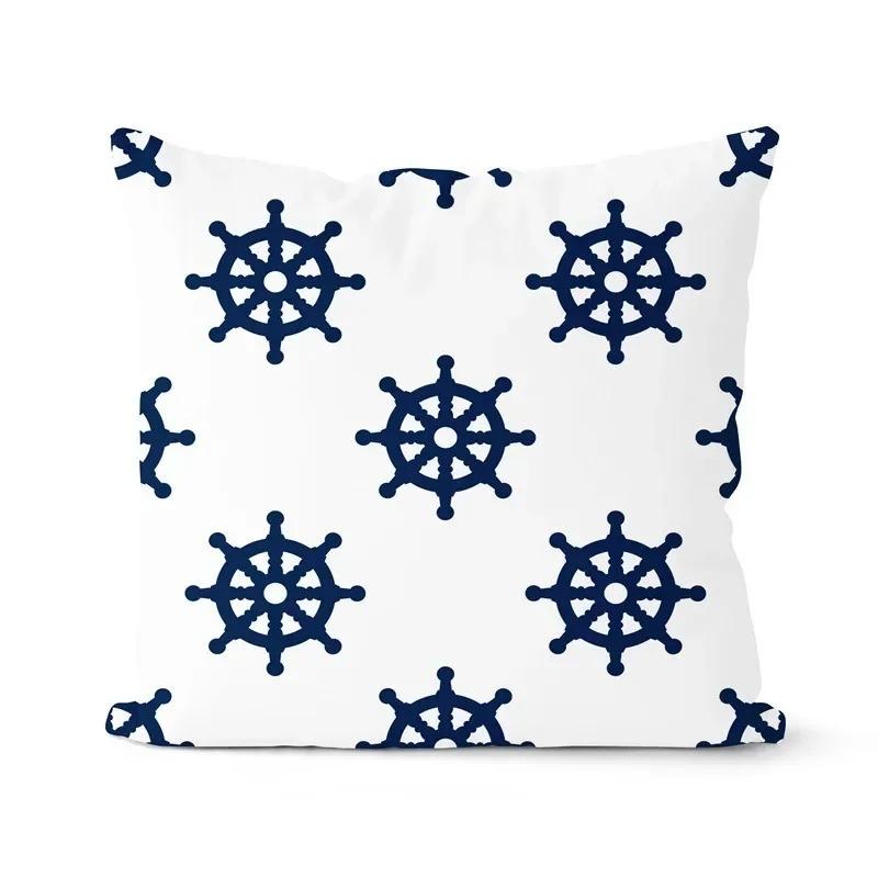 Home Decor Nautical Pattern Anchor, Crab, Shell Pillow Cover Pattern Cushion Covers For Sofa Bedroom Car Pillow Covers