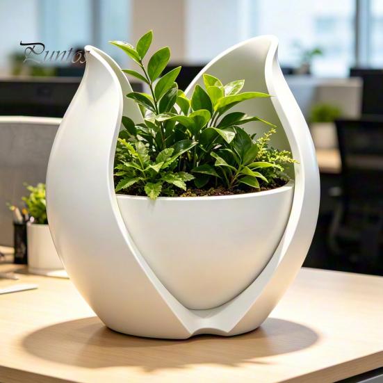 Water Culture Plant Holder Tulip Flower Shape Planter, 3D Printed Decorative Pot, Soil Cultivation Bowl Pot Modern Minimalist Container for