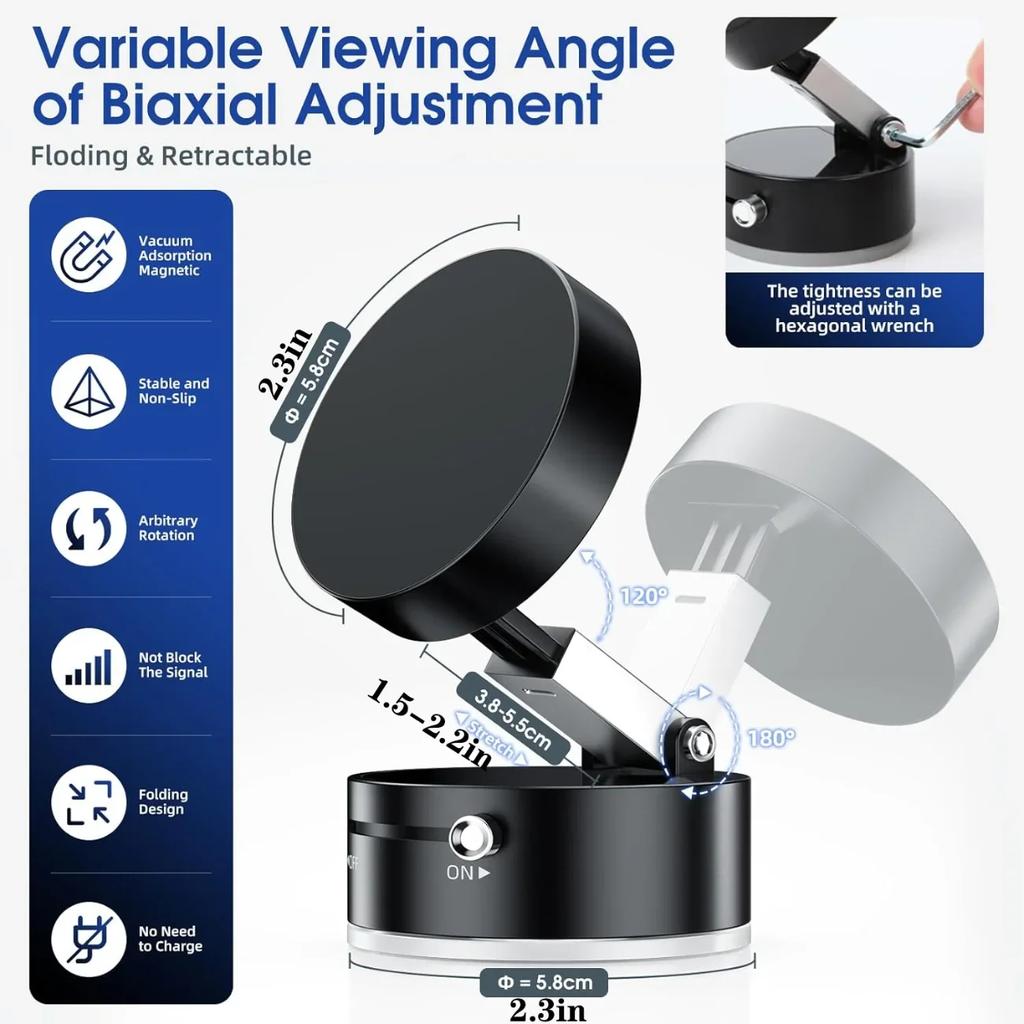 Mobile Phone Vacuum Suction Cup Holder Foldable for iPhone/ Android Kitchen Lazy Vacuum Double Sided Magnetic Bracket