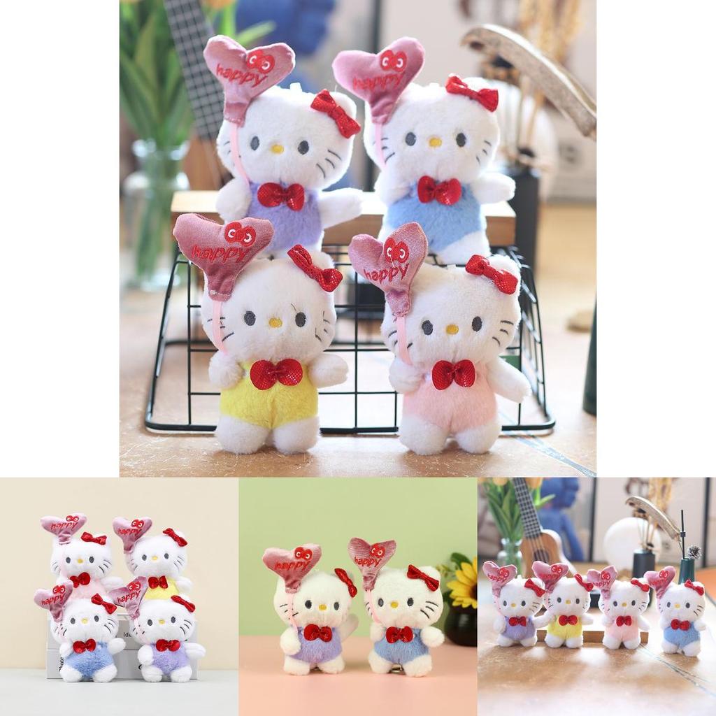 Cute Hello Kitty 50th Anniversary Heart Balloon Plush Doll Keychain For Bags