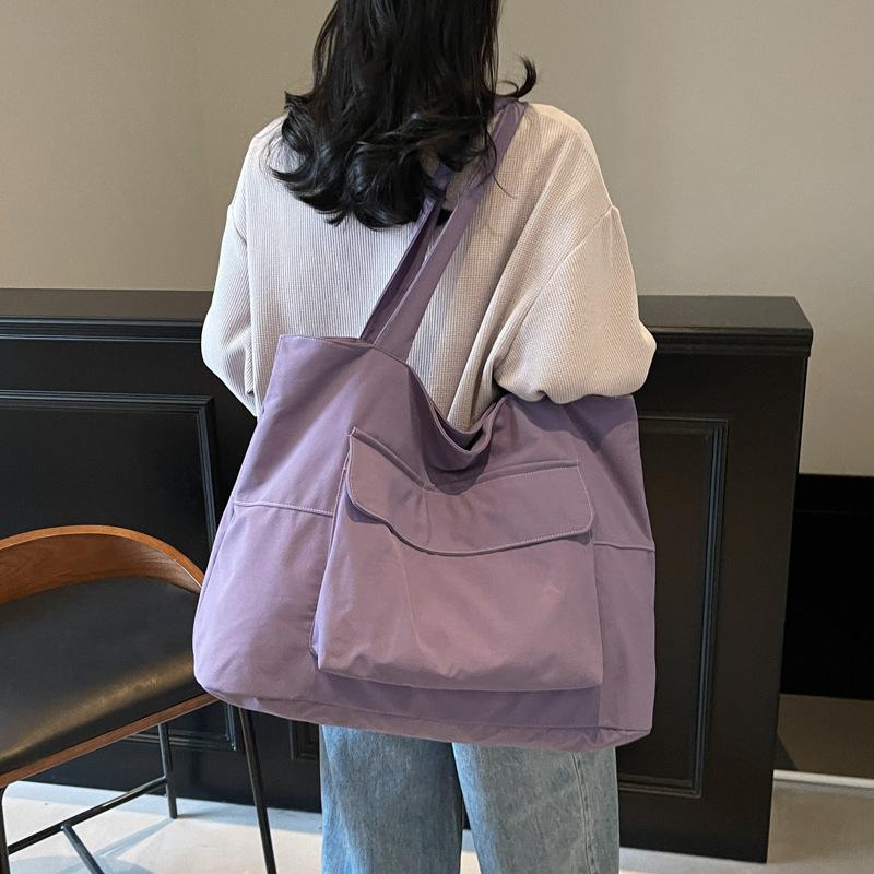 Японская и корейская легкая тканевая сумка-тоут, корейская версия, большая вместимость, для ежедневных поездок, женская модная тканевая сумка фиолетовый