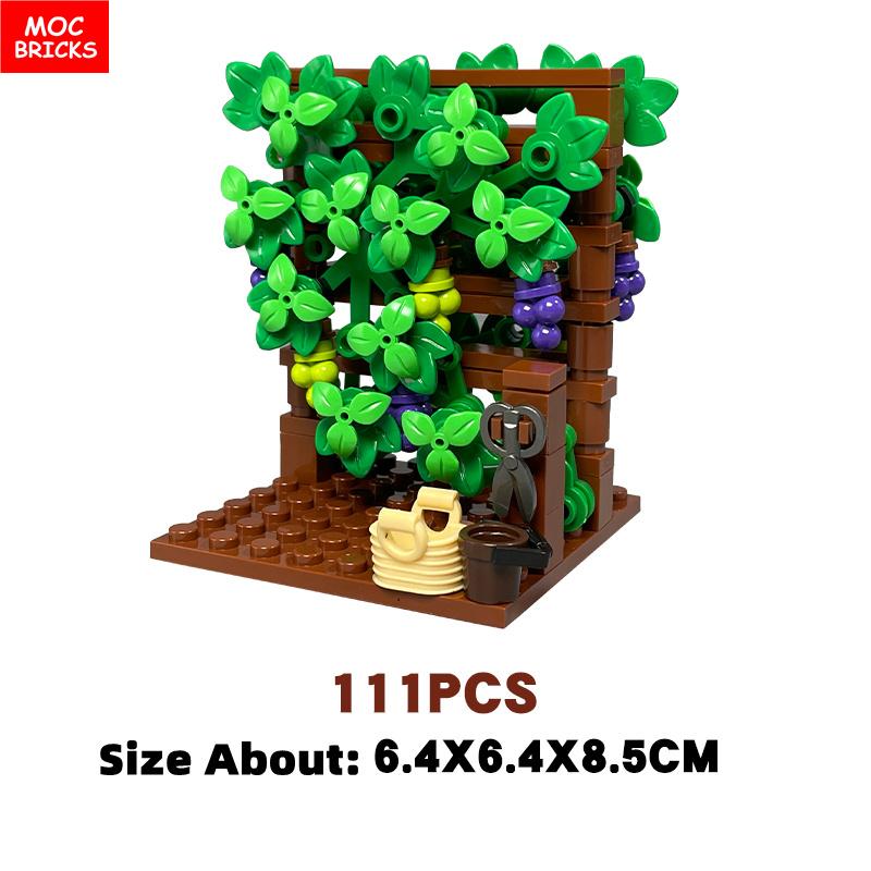 MOC Blocks Grape Trellis City Farm Garden Plants Flowers Accessories Learning Construction Bricks Kid Model Playthings Gifts