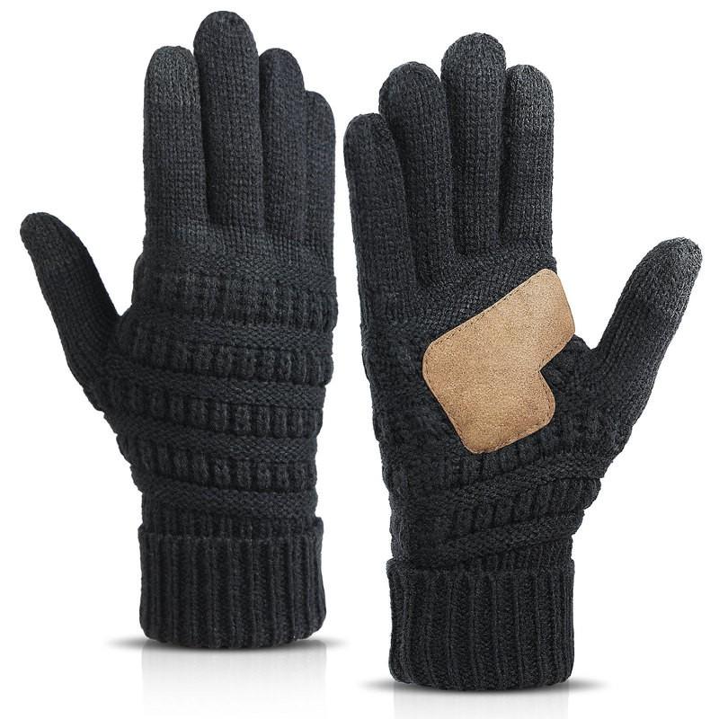Unisex Knit Warm Gloves With Touchscreen Anti-Slip Grip Winter Outdoor Activities Cycling Running