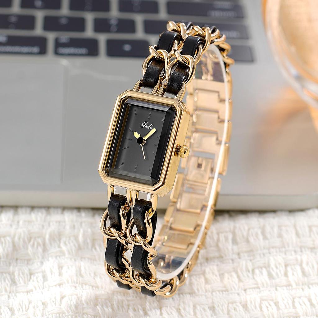 Gedi Elegant Small Square Women's Quartz Watch with Niche Bracelet Style