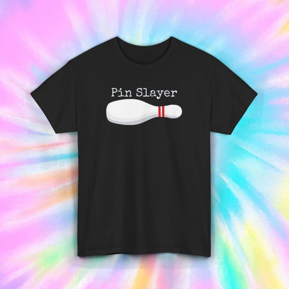 Футболка Pin Slayer Смешная с Графикой для Любителя Боулинга Спортивная Футболка Идея для Подарка S-5XL Унисекс Футболка L