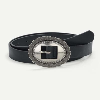New Exquisite Oval Retro Engraved Buckle Casual Women's Belt