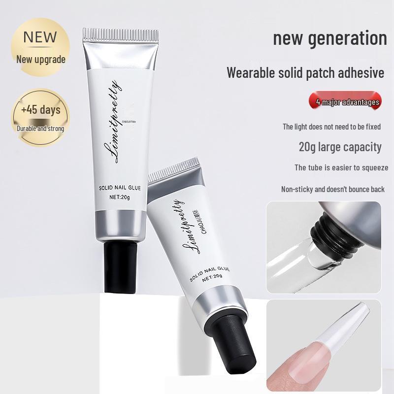 

Solid Nail Art Glue: Transparent, No-Wash, Easy to Use, Durable Phototherapy Gel