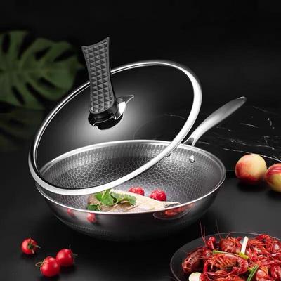 Haolaibao Diamond Mesh 304 Stainless Steel Non-stick Wok