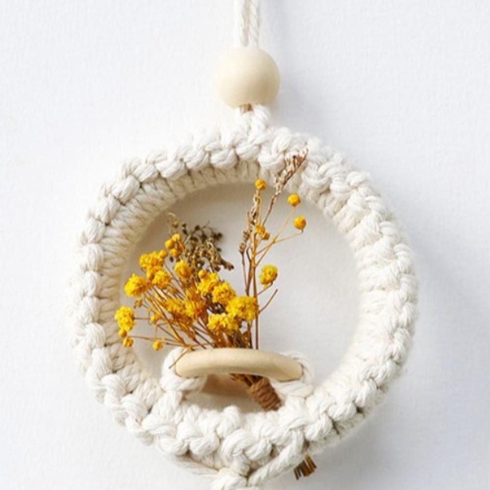 Boho Style Cotton Rope Flower Basket Flowerpot Pocket Simulated Flower Pot  Yard