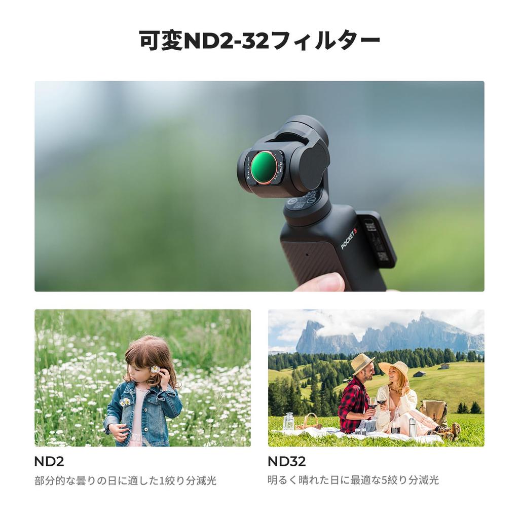 Concept for DJI OSMO Pocket Magnetic Easy to AGC Optical Nano Waterproof and K&F ND2-32+ND32-512+Wide-Angle Lens+CPL 3, Detachable, Attach, Glass,