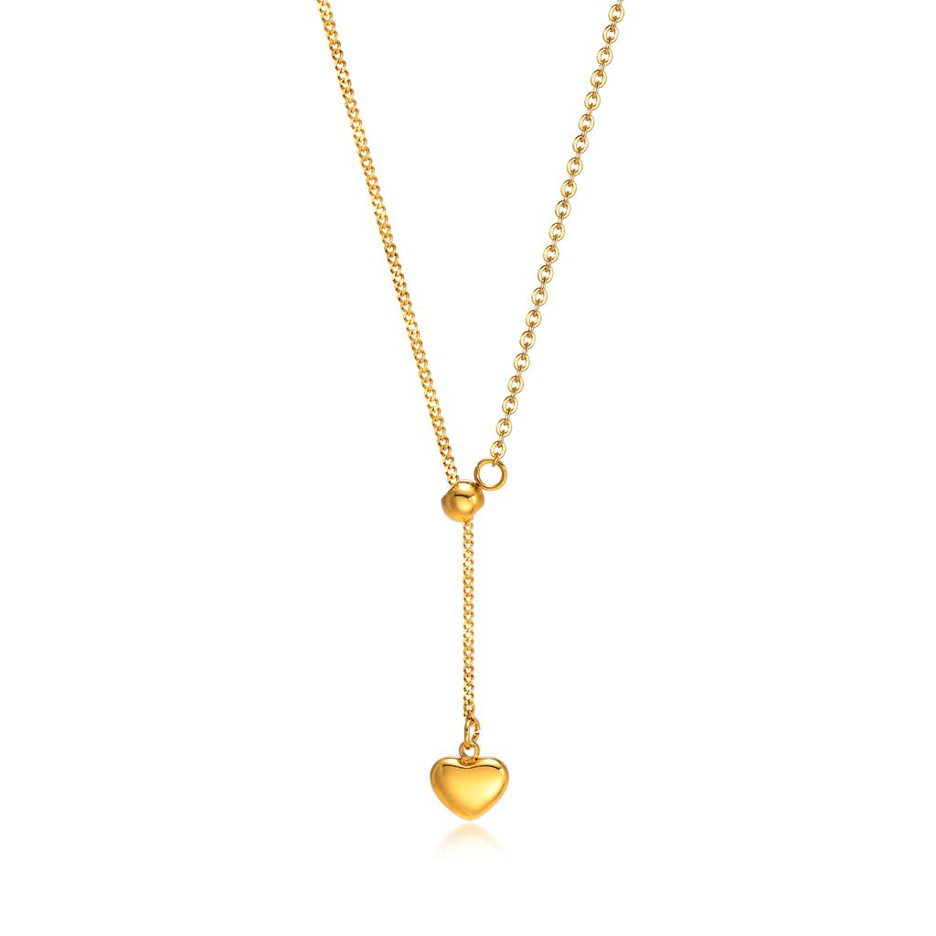 Xiaomi Vnox Women Gold Color Love Heart Necklace,Dainty Stainless Steel Necklace for Lady Femme Choker Collar,Length Adjustable