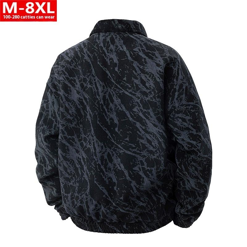 Kuscheln Sie sich ein Modebedruckte Jacke mit quadratischem Ausschnitt Übergröße für mollige Männer Lockere Freizeitjacke