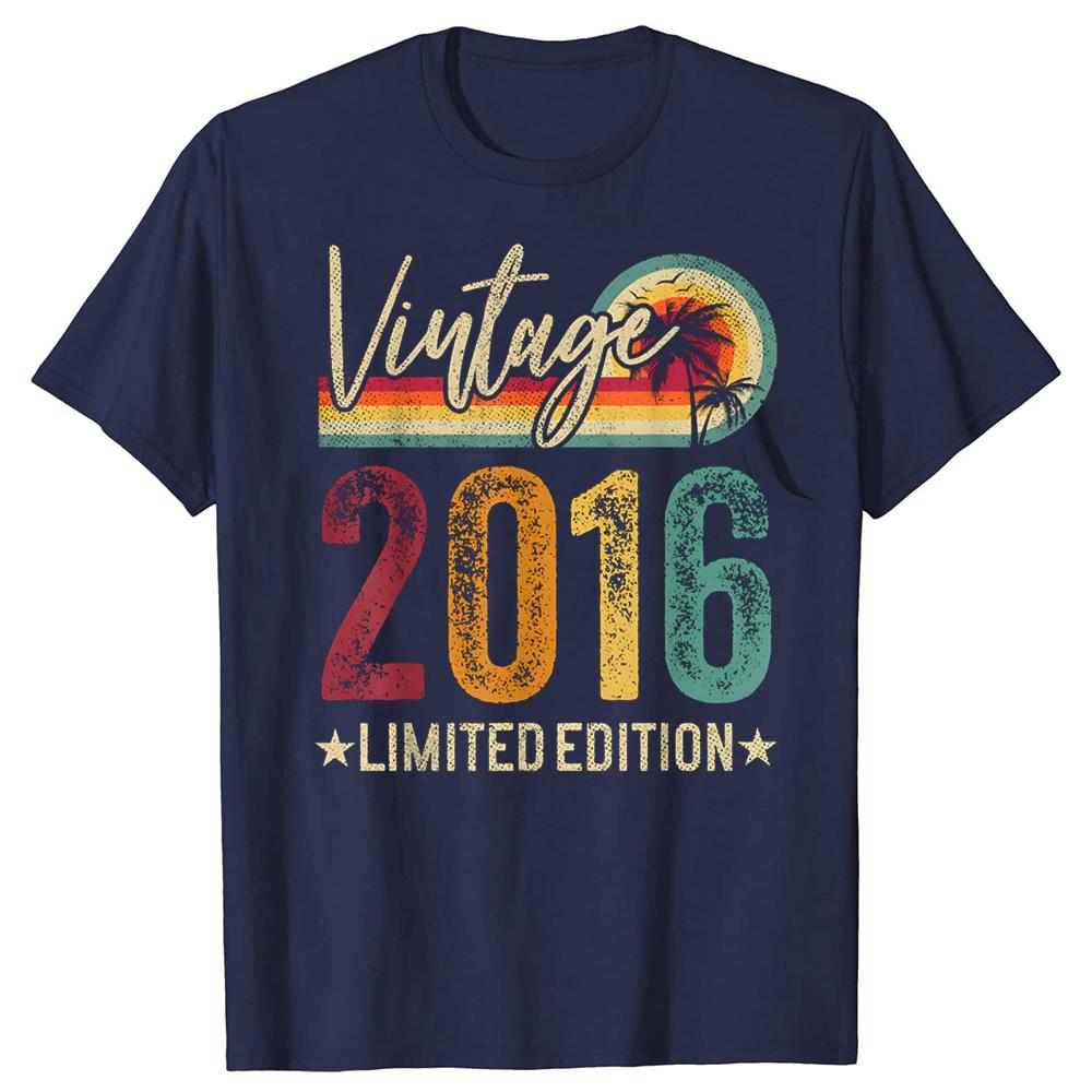 Retro 2016 10 Years Old 10th Birthday Vintage Tshirts Men Fashion Print Loose Oversized Streetwear Hip Hop Unisex T Shirt