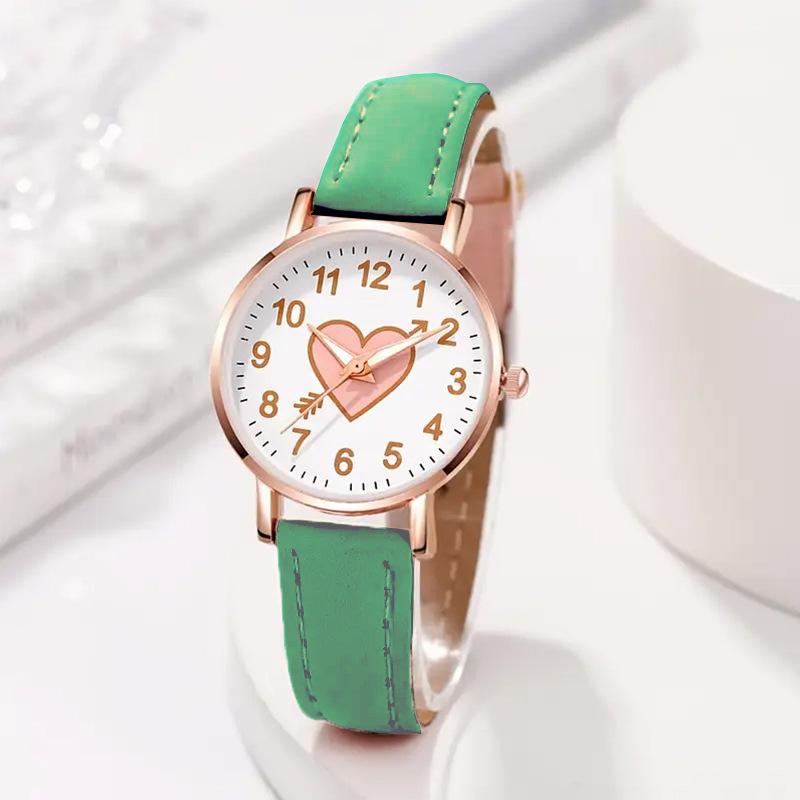 Cute Heart-shaped Dial Female Watch Student Wristwatch Simple Girl Girlfriend Gift