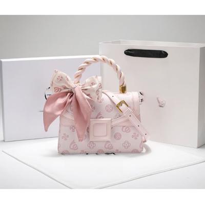 Girl Pink Texture Niche Bag 100 Hand Bill of Lading Shoulder Crossbody Bag Christmas Gift Square Bag