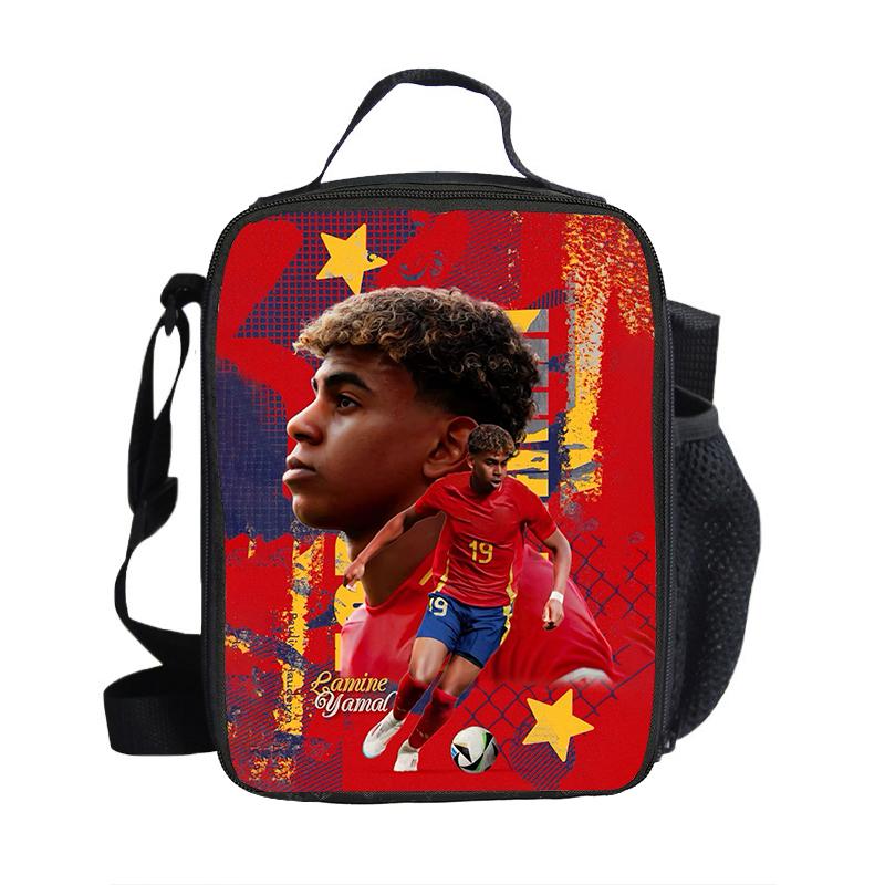 Borse Pranzo L-Lamin Yamal Sacchetti Conservazione Cibo Borsa Termica Stella del Calcio Contenitore Pranzo Isolato Borsa a Tote Anti-perdita Scatola Pranzo