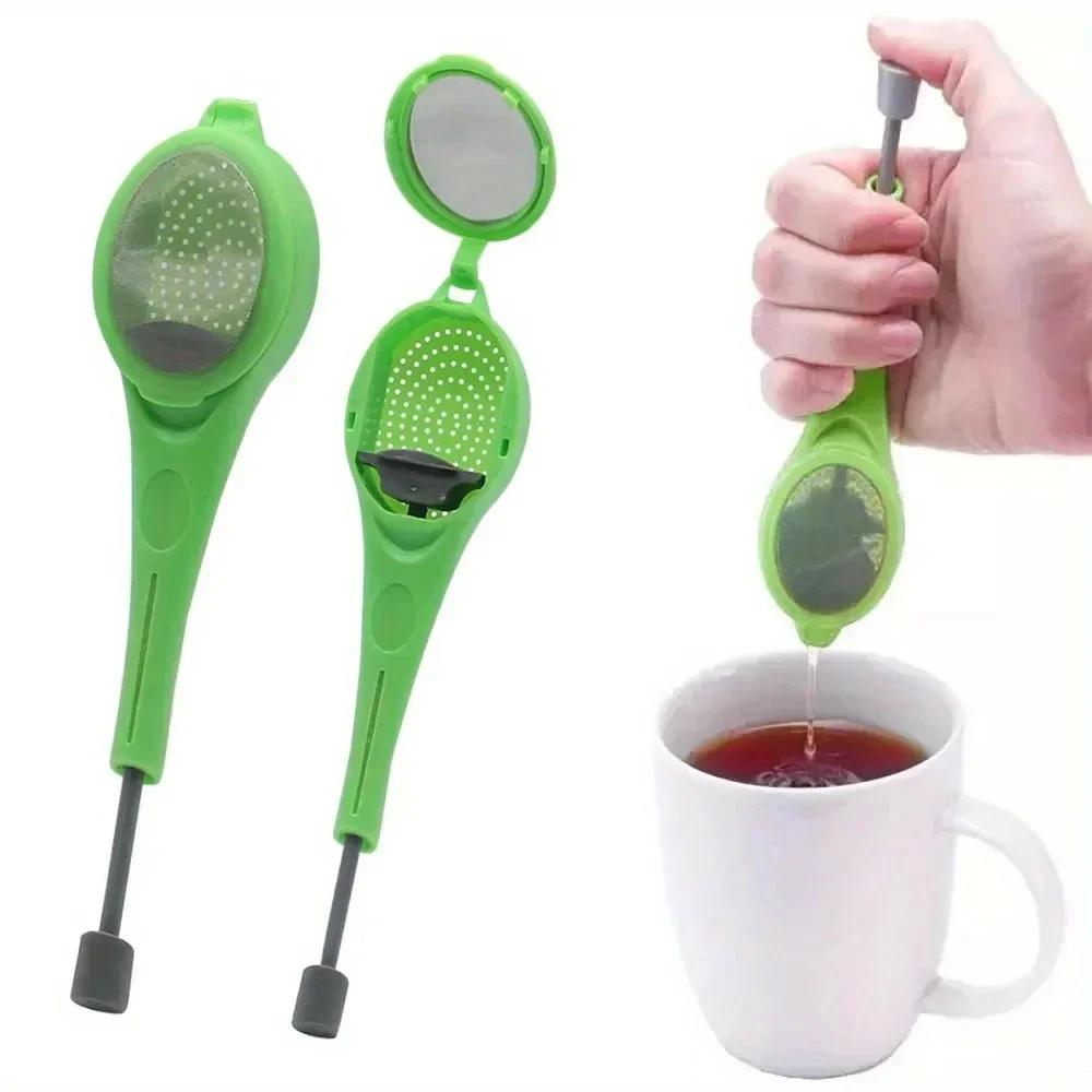 Tea Infuser Built-in Plunger Healthy Intense Flavor Reusable Tea Bag Plastic Tea&Coffee Strainer Measure Swirl Steep Stir&Press