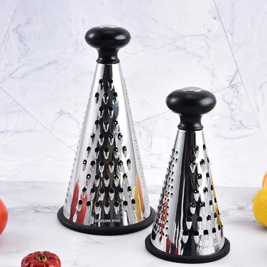 Stainless Steel Cone Grater with 3-in-1 Blades Multi-Function Cheese Garlic Shredder Dishwasher Safe Essential Kitchen Tool for Fine Coarse Grating