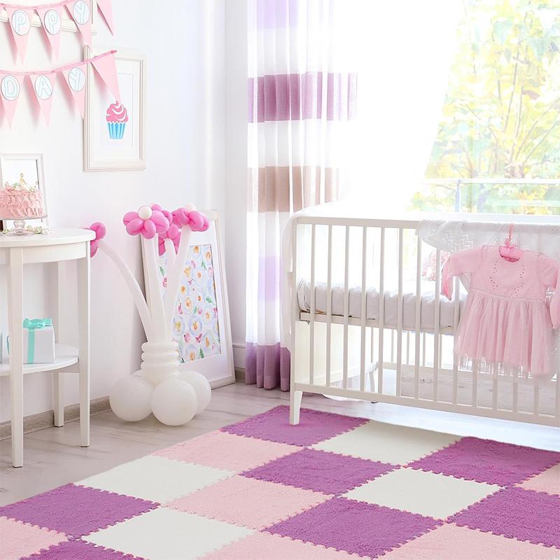 10PCS Soft Plush Activity Play Mat Reusable EVA Foam Puzzle Carpet Children Room Keep Warm Non-slip Floor Mat Washable 30*30*1CM