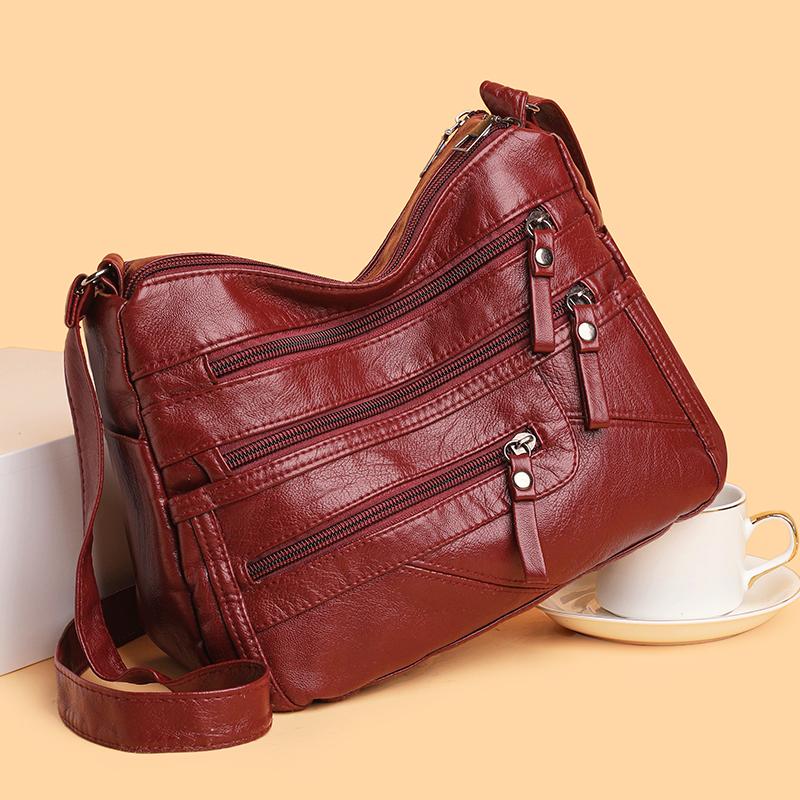 Mother Bag Middle-Aged Crossbody Bag Soft Leather Large Capacity Women's Shoulder Bag