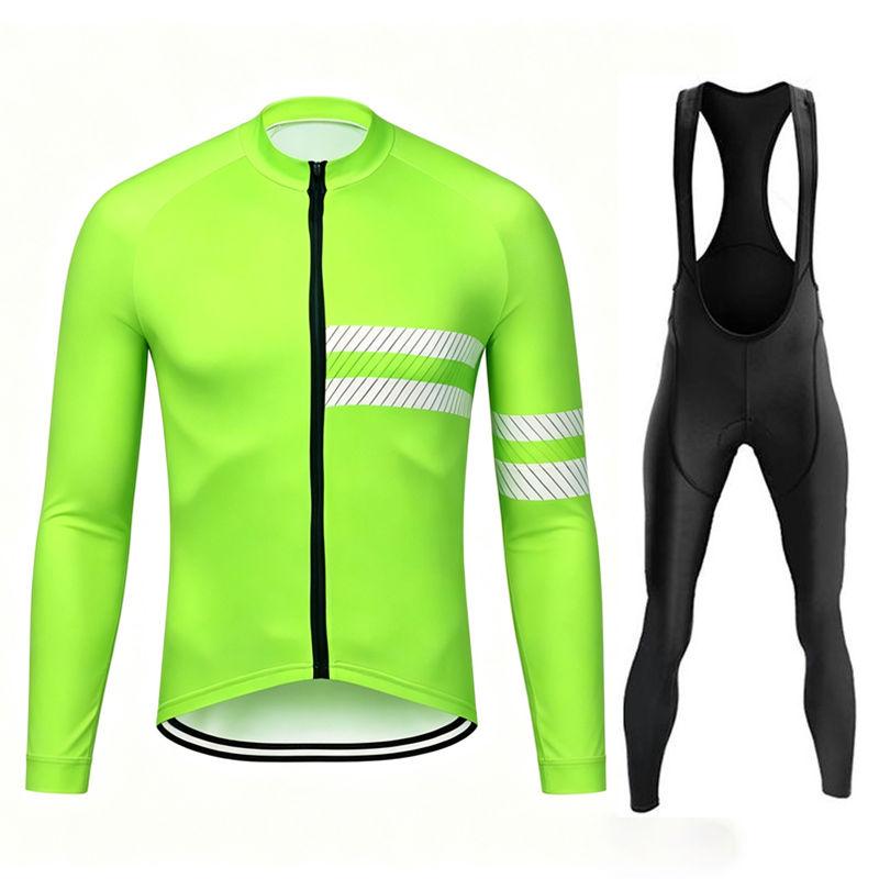 Team Breathable Mens Long Sleeve Cycling Jersey Set Spring and Fall Mountian Bicycle Clothes Wear Ropa Maillot Ciclismo