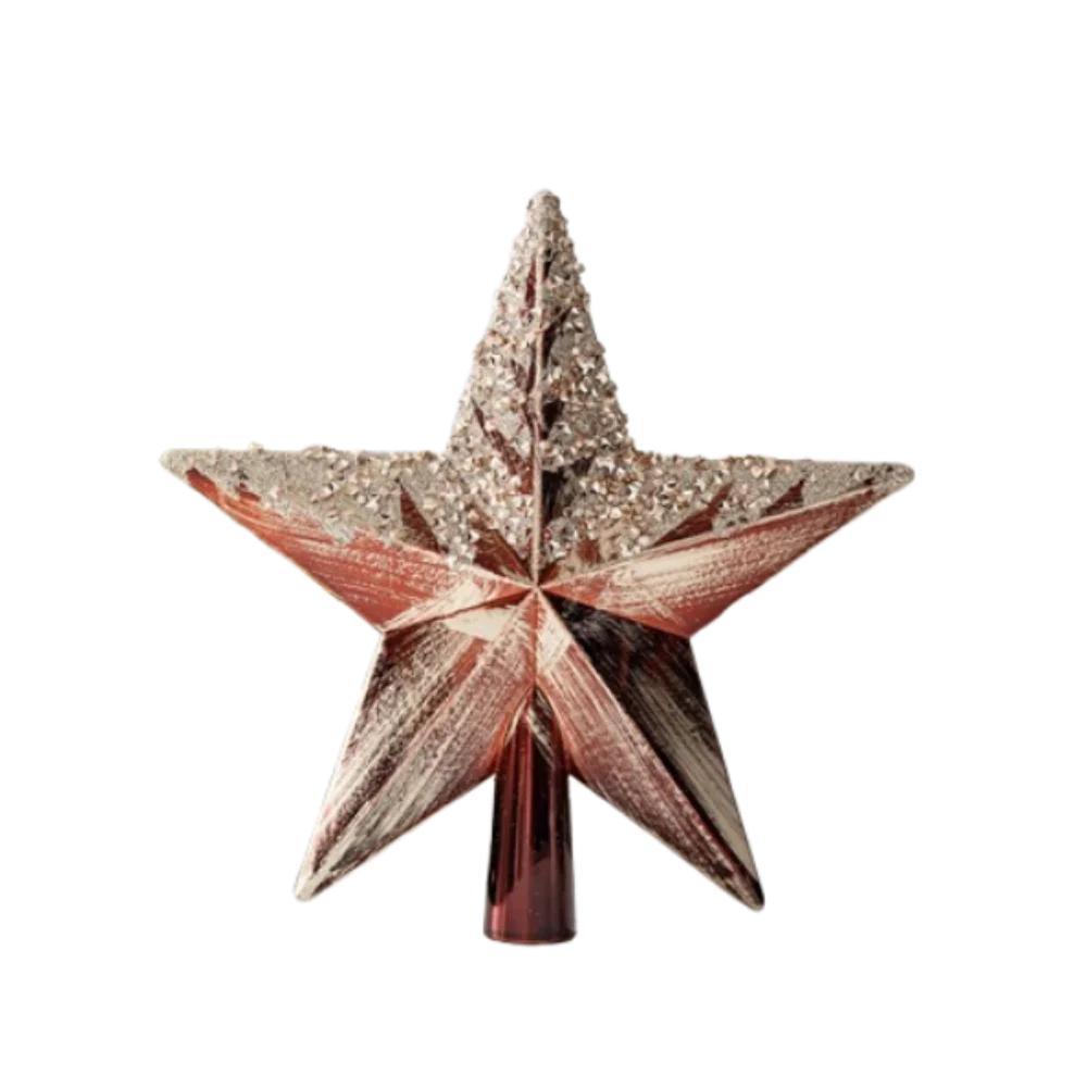 Durable Retro Christmas Tree Topper Star Plastic Reusable Xmas Top Pentagram Ornament Glitter Christmas Tree Ornament Hotel Mall