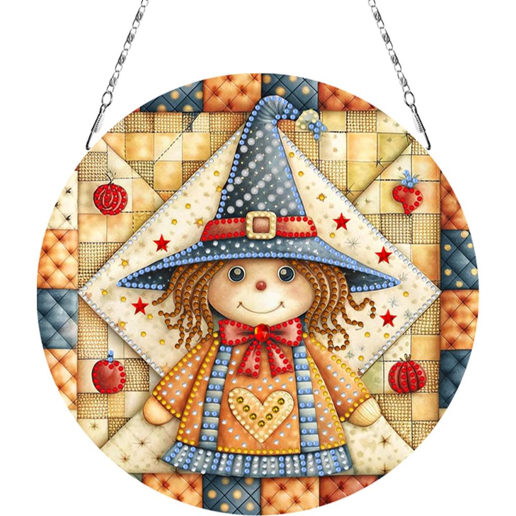 Fall Theme 2D Flat DIY Special Shape Rhinestone Diamond Art Window Pendants Diamond Painting Set DIY Home Decor Hanging Charm