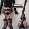 Elegant Black Lace Garter Stockings with One-Piece Design and Half-Leg Ring