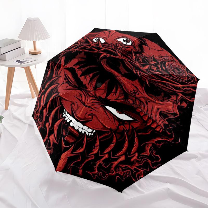 

1pc Red Dragon Head Outdoor Umbrella - Automatic Opening/Closing, 3-Fold Design, 8-Bone Frame, Perfect Gift for Fans and Travelers.L004