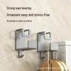 Punch-Free Stainless Steel Wall-Mounted Multi-Functional Adhesive Storage Hooks for Bathroom and Kitchen