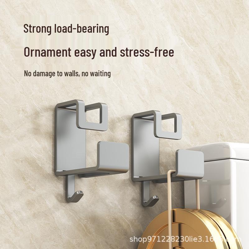 Punch-Free Stainless Steel Wall-Mounted Multi-Functional Adhesive Storage Hooks for Bathroom and Kitchen