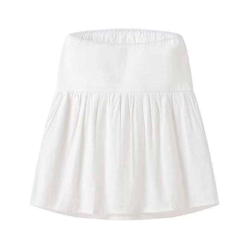 

Летний женский уличный стиль 2024 Однотонный топ-бандо Large белый