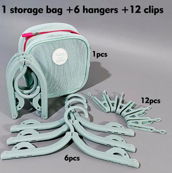 

Folding Clothes Hanger with Storage Bag, Portable for Business Trips Travel Drying Clothes Suitable for Dormitories Travel синий