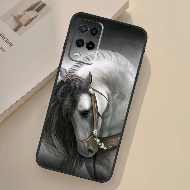 Animal Majestic Painting Horse Case For Oppo A17 A57 A77 A74 A54 A94 A78 A98 A18 A60 A80 A40 A38 A58 A96 A76 A16 A15 A5 Pro