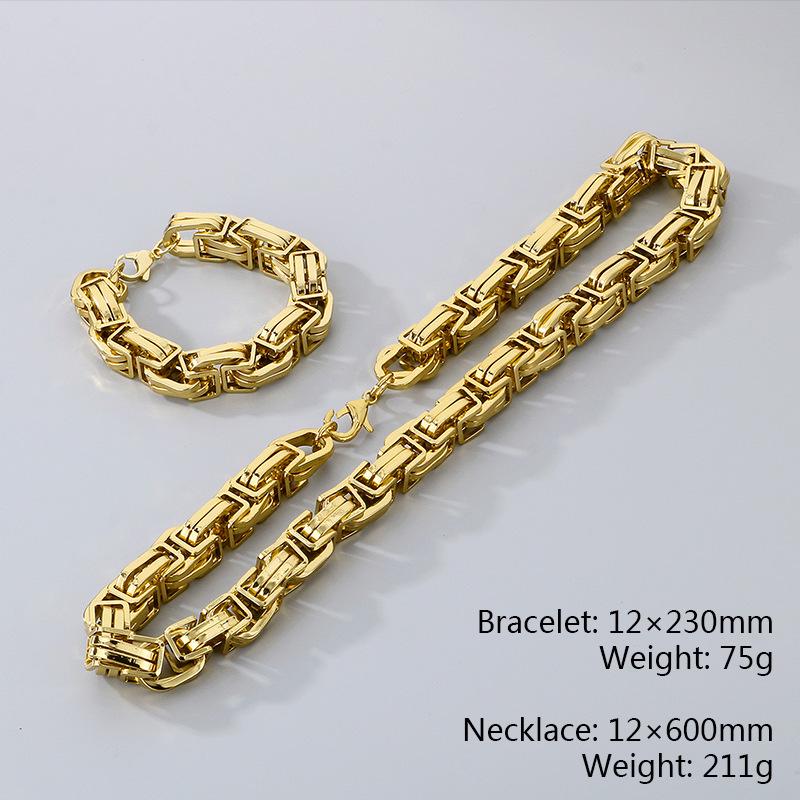 

Мужское ожерелье «Император» из нержавеющей стали с двойным плетением 12/15 мм - Модное и доминирующее Necklace