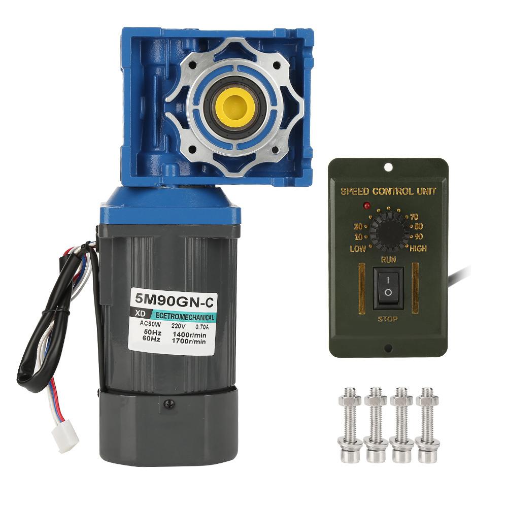 

AC220V 90W Self Locking Worm Speed Adjustable CW CCW Gear Motor with Governor (15K)