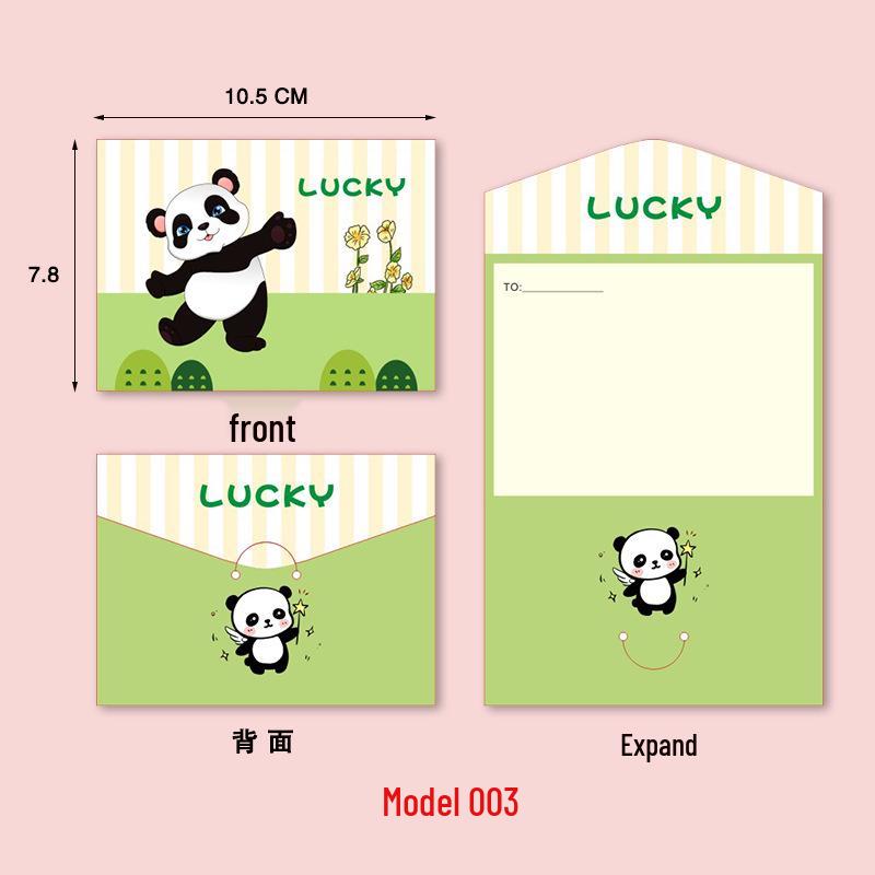 Charming Plaid Greeting Card: Adorable Cartoon Message Card with Folding Envelope and Blessing Letter Paper