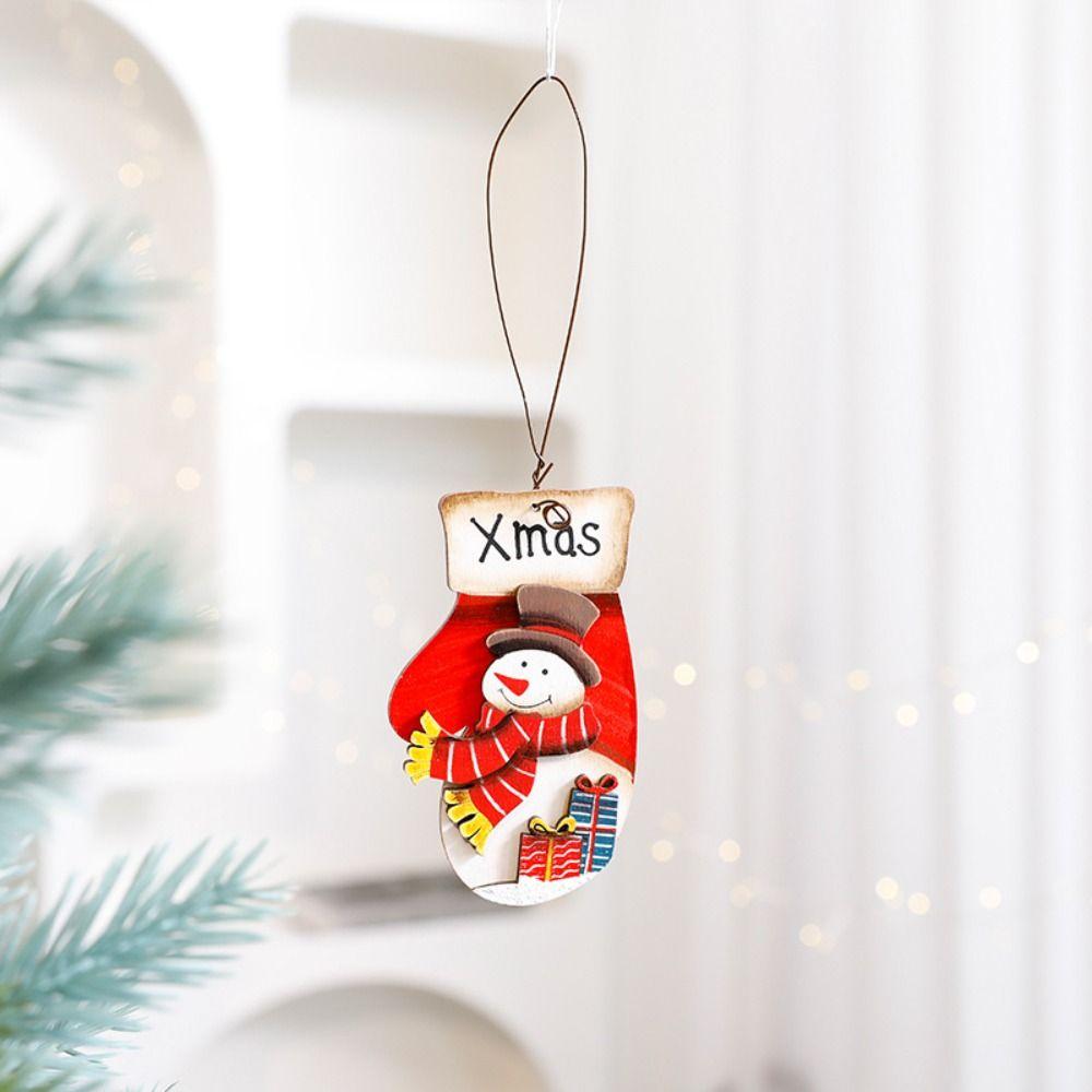 

Cute Christmas Wooden Hanging Decoration Gloves Christmas Socks Santa Claus Snowman Pendants Handmade Elegant