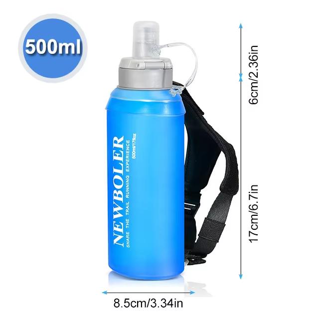 NEWBOLER 500ml měkká láhev skládací náramek láhev na vodu TPU hydratační láhev na vodu běh upevnění protiskluzová venkovní sport