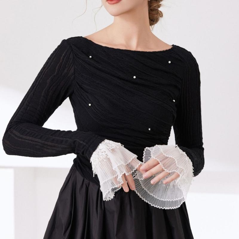 Embroidery Lace Flower Arm Sleeves Comfortable Armwear Wrist Cuffs Decorative Sleeves for Women Casual Formal Occasion