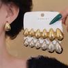 6pairs Gold Plated Waterdrop Earring Set Glossy Finish Hanging Dangle Earring  Daily Wear