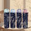 1PC Dark Blue Vintage Flower Print 750ml Color Plastic Sports Water Bottle Leakproof Flip Straw Lid Suitable for Sports Office Home Use